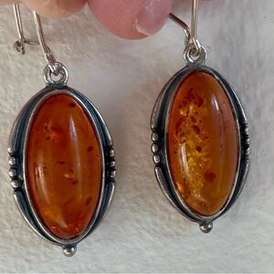 Amber 925 Silver Drop Earrings